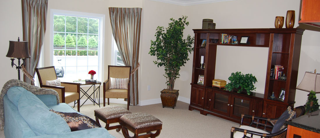 <b>PAST PROJECTS:</b> Living room inside of an apartment at Oak Creek Commons PAST PROJECTS: Living room inside of an apartment at Oak Creek Commons